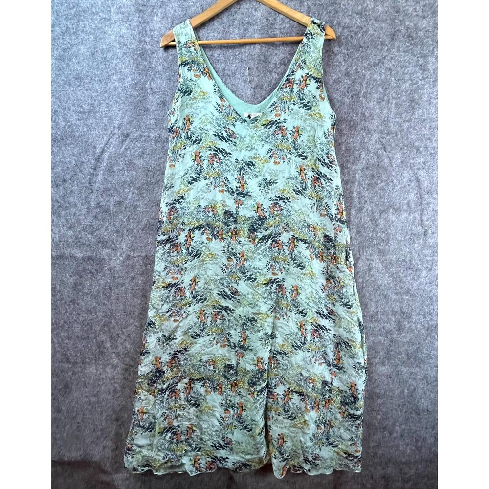 Rosemarine Dress Womens Medium Blue Green Floral Soft Stretch Boho Artsy Resort